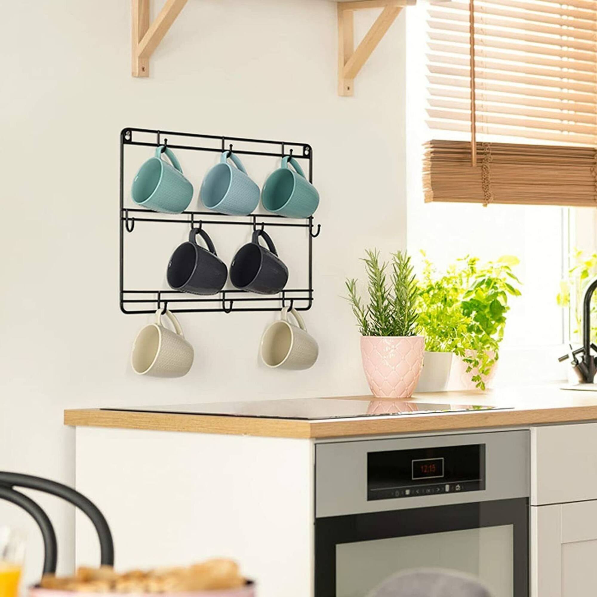 NEX™ Black Wall Mounted Coffee Cup Holder Set